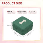 PATIKIL Travel Jewelry Case, I Initial Small Travel Jewelry Box Organizer Rings Earrings Storage Case Personalized Gifts for Women Girls Birthday Christmas Bridesmaid Gifts, Dark Green - style: I