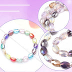 1 Box 210PCS Purple Flat Oval Glass Beads with Holes Faceted AB Color Plated Sparkle Spacer Loose Lilac Electroplate Bead Charm for Jewelry Making Necklace Bracelet Earring Diy Craft Supply - color: Purple
