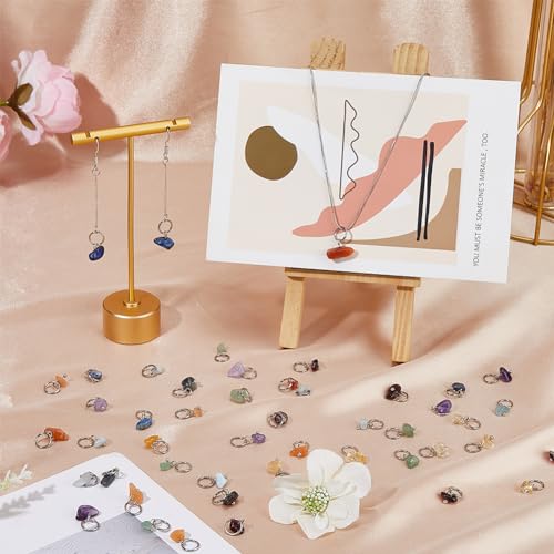 SUPERFINDINGS 84Pcs 7 Colors Natural Stone Pendants Mixed Gemstone Charms with Silver Stainless Steel Jump Ring Mixed Color Dangle Charms for Earring Necklace Bracelet Jewelry Making 14mm - color: Silver