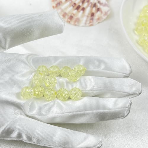 400pcs 8mm Acrylic Crackle Beads - Round Crystal Acrylic Craft Beads with Hole for Jewelry Making - Bracelets, Necklaces - Yellow - color: 20-yellow, size: 8MM