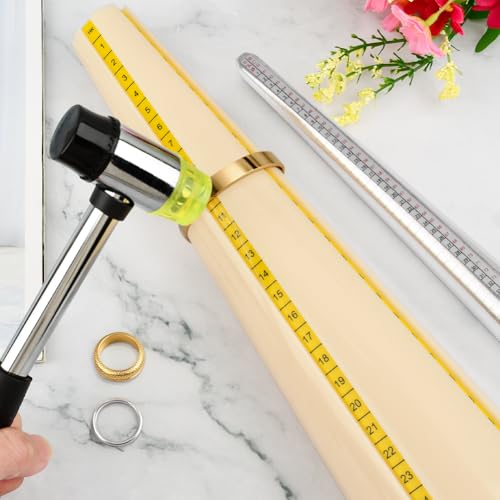 Bracelet Mandrel Sizer Set - Iron Hammer + Stainless Steel Graduated Round Mandrel, Ideal for Bracelet/Jewelry Making (DIY & Jewelry Makers)