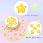 DanLingJewelry 30Pcs Yellow Star Beads with Dot Pattern Shiny Glass Star Beads for Jewelry Making DIY Craft - color: 30pcs -star