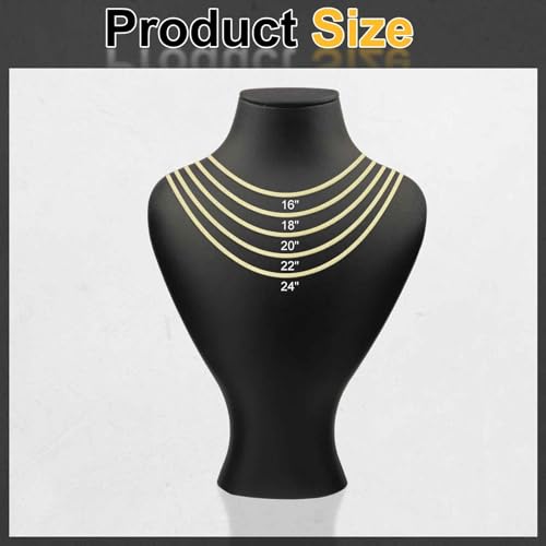 HARFINGTON Herringbone Necklaces Stainless Steel Snake Chain Necklace Adjustable Flat Chain for Women Jewelry Gift - color: Gold, size: 18" x 0.1"
