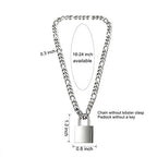 DIBOLA Padlock Necklace Stainless Steel Lock Chain for Men Women Silver 18-24 inch - color: Silver1