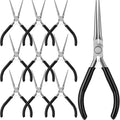 10 Pcs Mini Needle Nose Pliers Bulk, 6 Inch Precision Pliers Set with Extra Long Tips for Jewelry Making, Wire Wrapping, Small Object Gripping, DIY Project (Black) - color: Black
