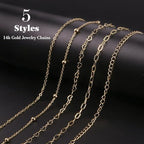 14k Gold Necklace Chain for Jewelry Making, 16.6 Feet Total (5 Rolls) DIY Bracelet Chains with 300 Jump Rings, 50 Lobster Clasps, 1 Jewelry Pliers,1 Support Ring and 50 Pendants - color: 14K Gold-16.6Feet 5 Rolls+Pendants
