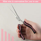 Extra Long Needle Nose Pliers For Jewelry Making 7 Inches Small Needle Nose Plier with Teeth for Fishing, Precision Jewelry Making Supplies for Small Object Gripping, Pink Tool for Women - style: Extra Long Needle Nose Pliers Serrated Jaws