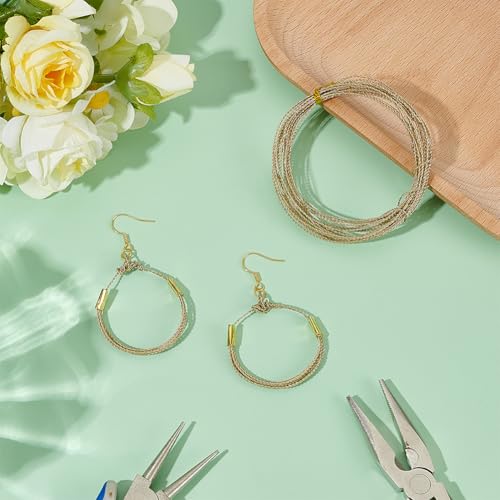 BENECREAT 19.7Ft Round Twist Jewelry Wire, 20 Gauge Tarnish Resistant Brass Craft Wire for Necklace Bracelet Making and Handmade Project, Light Gold & Platinum - color: Light Gold