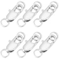 Beebeecraft 1 Box 20Pcs Lobster Claw Clasps and Jump Rings Platinum Plated Brass Silver Rectangle Lobster Clasp for Necklace Jewelry Making (12x6x2.5mm) - color: Platinum, size: 12x6x2.5mm