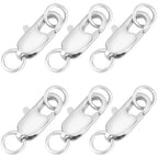 Beebeecraft 1 Box 20Pcs Lobster Claw Clasps and Jump Rings Platinum Plated Brass Silver Rectangle Lobster Clasp for Necklace Jewelry Making (12x6x2.5mm) - color: Platinum, size: 12x6x2.5mm