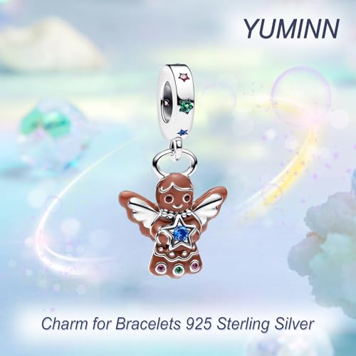 925 Sterling Silver Charms for Bracelets Gold Love and Heart Charms Cherry Blossom Dangle Beads Jewelry for Women - color: Gingerbread Man