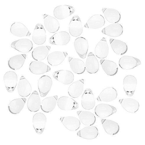 Czech Glass Beads 9mm Teardrops Crystal Clear (50)