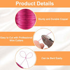 HARFINGTON Wire 328ft Length 26 Gauge Copper Craft Jewelry Wrapping Wire Tarnish Resistant Beading for Jewelry Making Supplies Crafting, Rose Red - color: Rose Red