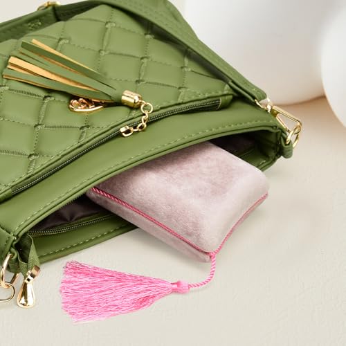 Necklace Boxes, Velvet Small Earring and Necklace Case for Women with Tassel, Empty Long Necklace Pendant Box for Her(Pink) - color: Pink