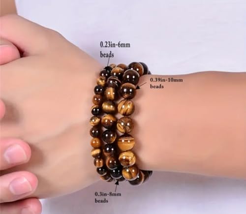 Tiger Eye Beads 8mm Round Natural Gemstone Loose Beads for Jewelry Making Bracelets DIY Crafts