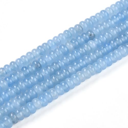 1 Strand Natural White Jade Rondelle Beads Strands Dyed Gemstone Beads Spacers for Jewelry Making Bracelets Necklace DIY Crafts 4.5x2.5~3mm 14.5" About 142~148pcs/strand Light Sky Blue - color: Light Sky Blue