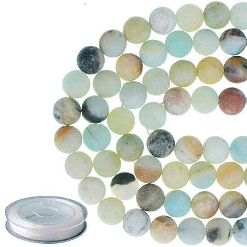 10mm Natural Matte Multi Color Amazonite Round Gemstone 80Pcs Loose Beads for Jewelry Making Bracelet with Stretch Beading Cord LPBeads - color: Unpolished Multi Color Amazonite, size: 10mm