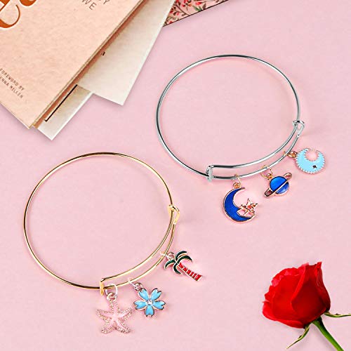 UPINS 60Pcs Expandable DIY Jewelry Making Blank Bracelets Women Adjustable Wire Bracelets, Silver & Gold - color: Gold&Silver