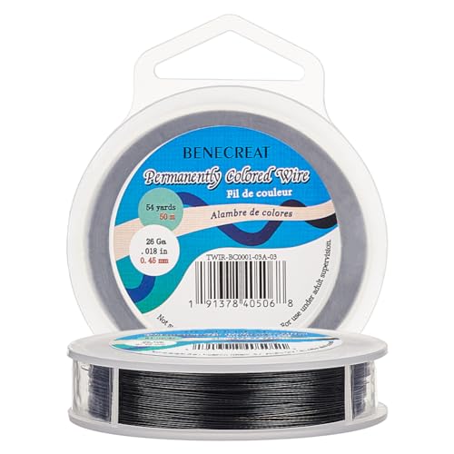 BENECREAT 165-Feet 0.017inch (0.46mm) 7-Strand Black Bead String Wire Nylon Coated Stainless Steel Wire for Necklace Bracelet Beading Craft Work - color: Black, size: 0.46mm - 7 Strands