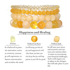 Vinswet 4pcs Beaded Bracelets for Women,Natural Healing Crystal Gemstones Bracelet,Anxiety Stress Relief Bracelet Handmade purple Jewelry Gifts for Women - color: Citrine&Yellow Cat Eyes&Yellow Jade