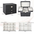 Dajasan Jewelry Organizer Box, Large Jewelry Boxes for Women Girls, Space-Saving 4 Layers Jewelry Storage Case with Drawer, Movable Metal Stand, Modern, Gift Idea (Black + Silver) - color: Black + Silver