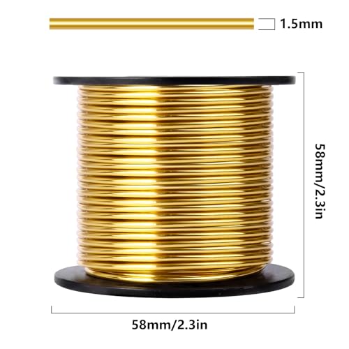 Aluminum Craft Wire, 75 Feet 1.5mm/ 16 Gauge Light Gold Bendable Soft Metal Aluminum Wire Roll Bulk for DIY Crafts Sculpting Jewelry Making - color: Light Gold, size: 16 Gauge