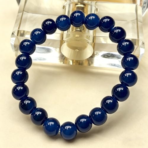 200PCS Glass Beads 8mm Glass Beads for Bracelets Necklaces Jewelry Making DIY Crafts (Navy) - color: 2Navy