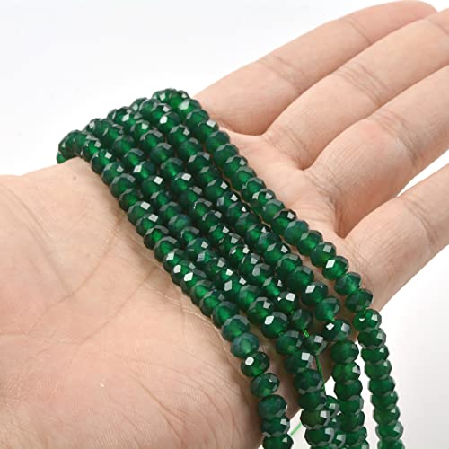 6mm Green Agate Faceted Rondelle Loose Beads Jewelry Making DIY Bead 16 Inch - color: Green Agate
