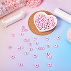 Cheriswelry 100pcs Pink Heart Acrylic Letter Mixed Opaque Black Alphabet Spacer Beads 10.5x11.5mm for DIY Craft Jewelry Making - color: Pink Heart Letter Beads