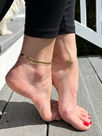 DEARMAY 14K Gold Plated Ankle Bracelets Set for Women Waterproof, Anklets for Women Cuban Link Layered Pack Jewelry Gift - color: Gold Anklet-T