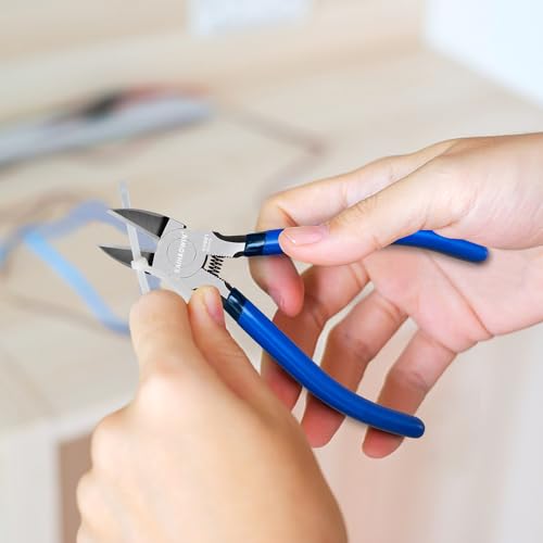 Wire Cutters 2 Pack KAIHAOWIN 6 Inch Wire Cutters Set Spring Loaded Wire Snips Diagonal Cutting Pliers Dikes Precision Wire Clippers Small Flush Cutter for Cutting Wires,Electronics,Cables,Jewelry,DIY - size: ef of 2 pk