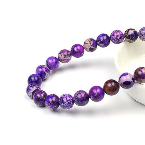 MJDCB 10mm Purple Imperial Jasper Gemstone Beads Round Loose Stone Bead for Jewelry Making Bracelets Necklaces - color: Purple Imperial Jasper, size: 10mm
