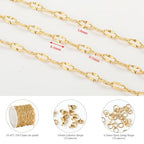 KYUNHOO 5 Meters Gold Plated Chains for Jewelry Making Sunflower Texture Chain Links Gold Stainless Steel Jewelry Chain 8MM Long Lip Chain for Jewelry Craft DIY with Jump Rings Lobster Clasps - color: Cross Oval Gold