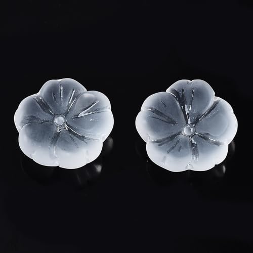 KISSITTY 100pcs Flower Glass Beads Frosted Clear Crystal Aesthetic Flowers Drilled Bead Caps Charm Spacers for DIY Necklaces Earrings Bracelets Jewelry Craft Making for Women - color: Frosted Clear