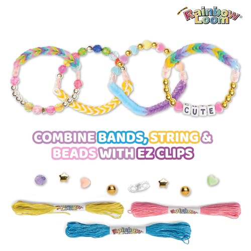 Rainbow Loom: 2,400 Bands & 1,000 Beads AutoLoom Rainbow Bliss Kit with AutoLoom & Finger Loom – DIY Braid & Bead Bracelet Jewelry Making Set for Kids 7+