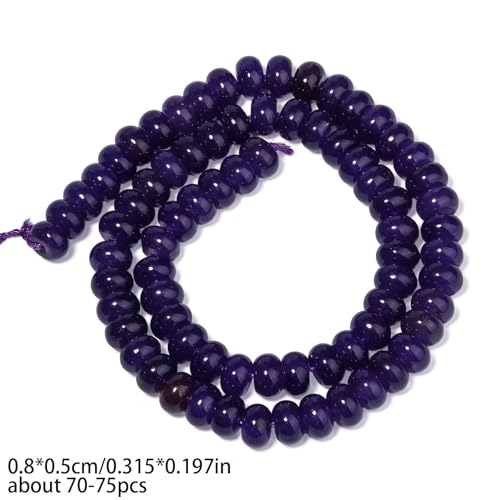 Songxi 5x8mm Natural Deep Purple Chalcedony Stone Rondelle Beads, 75PCS Spacer Round Loose Abacus Beads for Jewelry Making, Gemstone for Bracelet Necklace Earrings, Arts and Crafts - color: Deep Purple Chalcedony