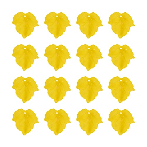 Crafans 100Pcs Frosted Acrylic Leaf Charms Spring Autumn Leaf Pendants Maple Leaves Beads Plant Petal Charms for Jewelry Making (Lawn Green) - color: Lawn Green