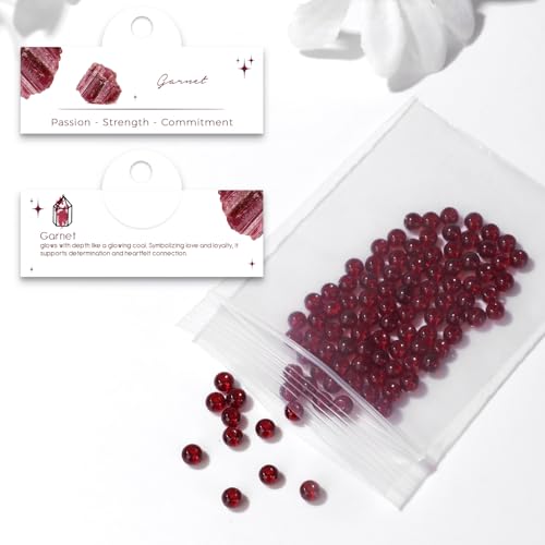 Raicegs 100pcs 4mm Garnet Beads Natural Gemstone Beads Round Loose Beads for Jewelry Making DIY Bracelets Necklace - color: Garnet, size: 4mm Round