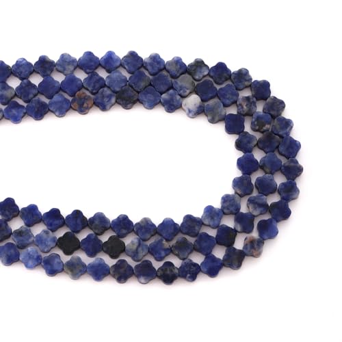 8mm Natural Blue Sodalite Gemstone Faceted Clovers Beads Four-Leaf Spacer Loose Beads for DIY Jewelry Making Beads - color: Blue Sodalite