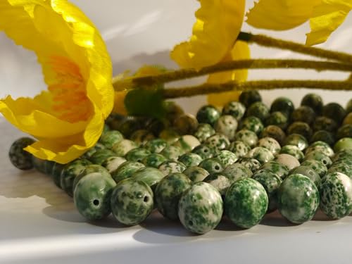 Stone Beads 6mm 140pcs Green Spot Jasper Beads Round Loose Gemstones Beads for Bracelet Necklace Jewelry Making (6mm, 60606 Green Spot Jasper) - color: Green Spot Jasper Beads, size: 6mm