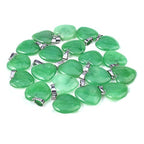 LE SKY 20 Pcs natural stone pendants heart shape healing stone charms for jewelry making - color: malay jade