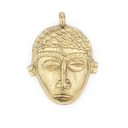 TheBeadChest African Brass Mask Pendant (75x55mm): Genuine West African Mask Design for DIY Jewelry & Necklaces - color: Brass, size: Large (75x55mm)