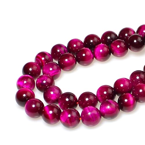 MJDCB Stone Beads 12mm 30pcs Round Rose Red Tiger's Eye Loose Gemstone Bead Charms for Jewelry Making Bracelet Necklace Earring Pendant - color: Rose Red Tiger's Eye, size: 12mm