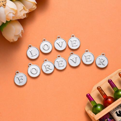 208Pcs/8 Sets Silver Letter Charms A-Z Alphabet Metal Initial Charms kit for Jewelry Making DIY Bracelets Necklaces and keychain making - color: Silver