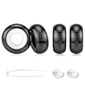 GW Stopper Charms 925 Sterling Silver Round Rondelle Spacer Beads with Exquisite Velvet Bag for Charm Bracelets for Women - color: Black-4PCS