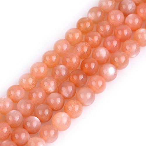 Gem-Inside 6mm Natural AAA Grade Orange Sunstone Gemstone Round Loose Beads for Jewelry Making 15 Inches - color: Aaa Orange Sunstone, size: 6mm