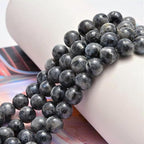 100pcs Natural Stone Beads 8mm Black Larvikite Round Genuine Real Stone Beading Loose Gemstone Hole Size 1mm DIY Charm Smooth Beads for Bracelets Necklaces Earrings Jewelry Making Crafts - color: Black Larvikite
