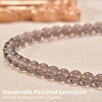 14in Agate Wrap Bracelet for Women Men Natural Round Beaded Agates Stone Healing Stretch Bracelets Elastic Handmade Polished Gemstone Beads Bracelet - color: Grey Obsidian, size: 6mm Beads