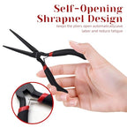 WISEUP 6" Mini Needle Nose Pliers Set，2-Piece Small Long Reach Bent Needle Nose Pliers for Jewelry DIY Craft，Repair & Wire Wrapping