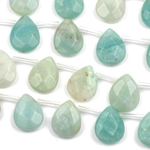 Cherry Blossom Beads Amazonite Beads 12x15mm Faceted Top-Drilled Teardrop - 12 pcs/ 8 Inch Strand - color: Amazonite